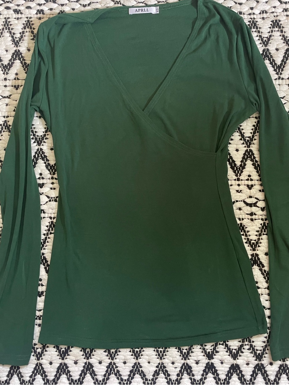 Emerald Green Wrap-Front Long Sleeve Top